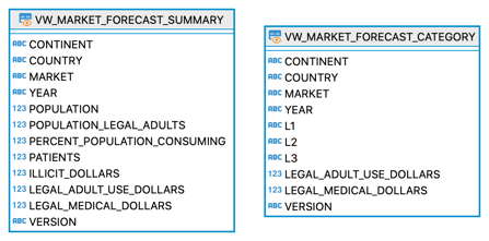 Market Forecasts Snowflake Table Structure